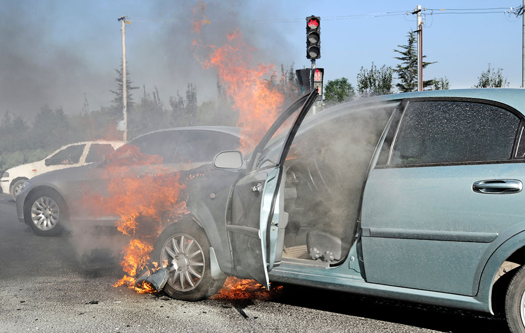 car on fire